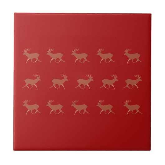 Hirschwandern festes Muster Red Brown Fliese (Vorderseite)