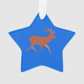 Hirschwandern festlich Blaue Hintergrundgeschichte Ornament (Rückseite)