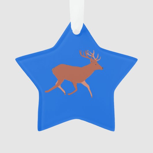 Hirschwandern festlich Blaue Hintergrundgeschichte Ornament (Vorderseite)