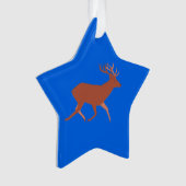 Hirschwandern festlich Blaue Hintergrundgeschichte Ornament (Vorderseite)