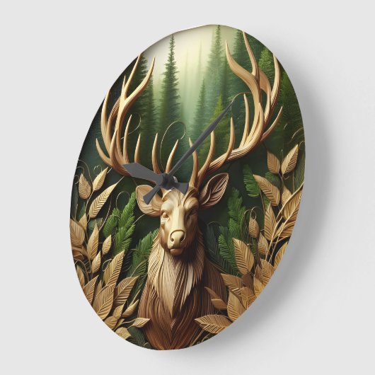 Hirschweide im Wald Große Wanduhr (Winkel)