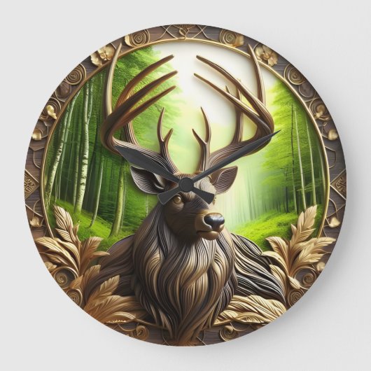 Hirschweidung in den Wald Große Wanduhr (Vorderseite)