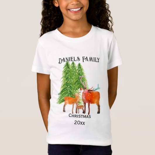 Hirschweihnachtsfamilie T-Shirt (Vorderseite)