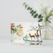 Hirschweihnachtskarte Feiertagspostkarte (Stehend Vorderseite)