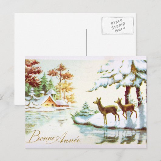 Hirschweihnachtskarte Feiertagspostkarte (Vorne/Hinten)