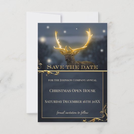 Hirschweihnachtskarte Save the Date (Vorderseite)