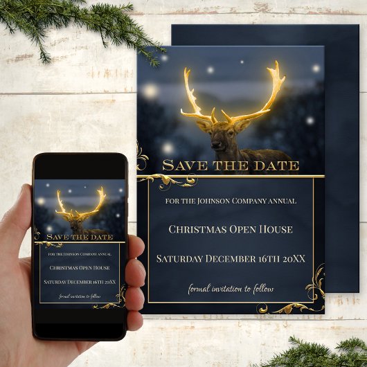 Hirschweihnachtskarte Save the Date