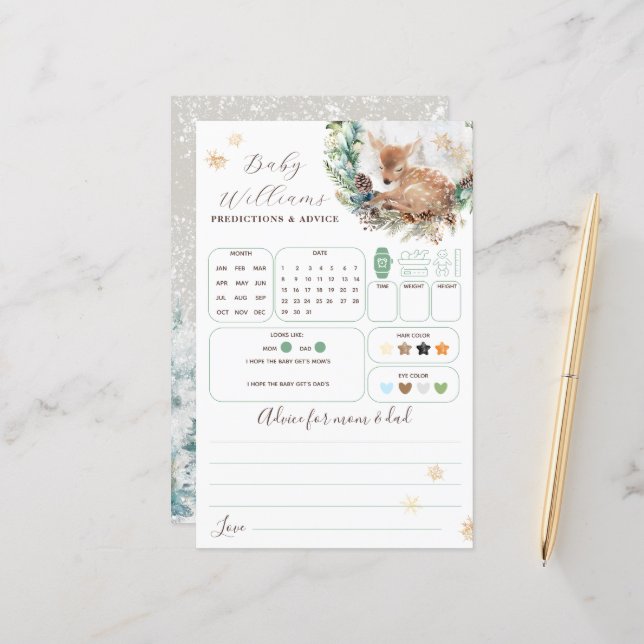 Hirschwinterwald Cold Outside Baby Shower Game (Vorderseite/Rückseite Beispiel)