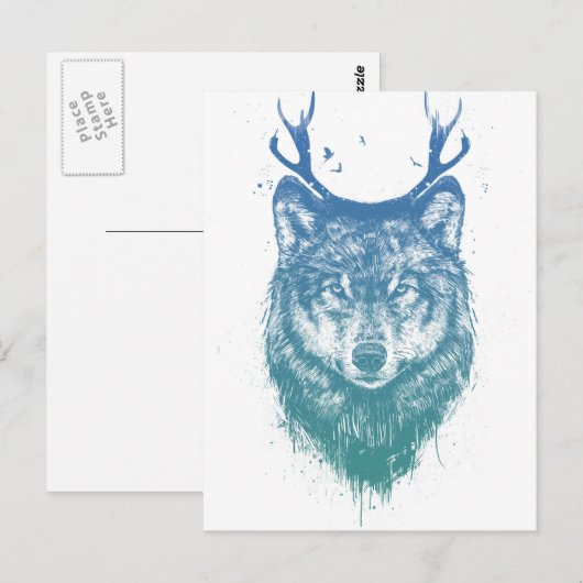 Hirschwolf Postkarte (Vorne/Hinten)