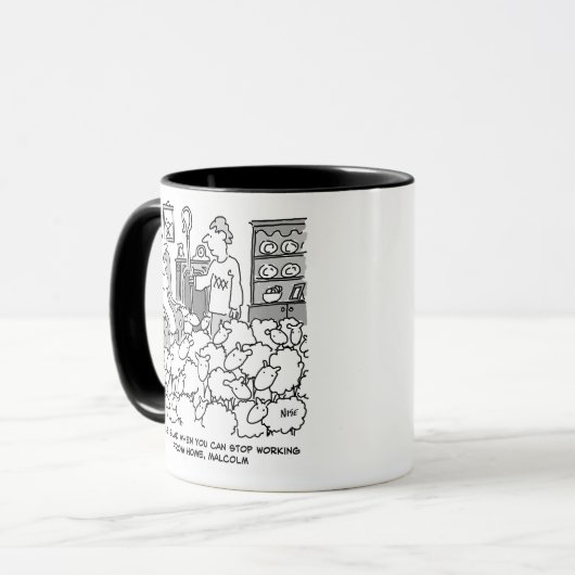 Hirte arbeitete mit seiner Schafe von Zuhause Tasse (Vorderseite Links)