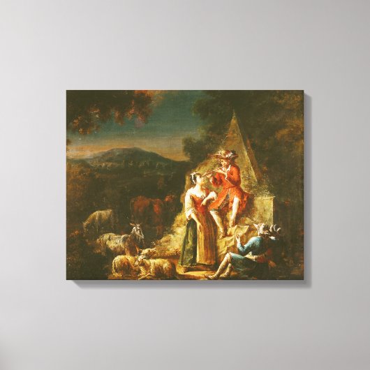 Hirte, die eine Flute spielen Leinwanddruck (Vorderseite)