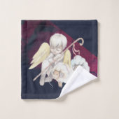 Hirte Engel mit 2 Lämmern Pastoral Badhandtuch Set (Waschlappen)