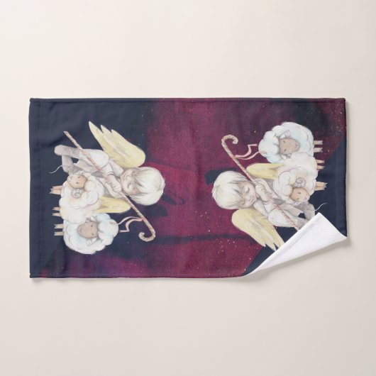 Hirte Engel mit 2 Lämmern Pastoral Badhandtuch Set (Handtuch)