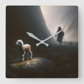 Hirte finden ein verlorenes Lamm Quadratische Wanduhr (Vorderseite)