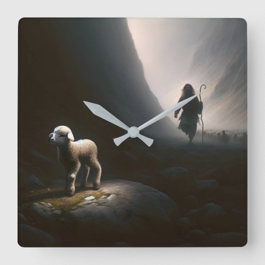 Hirte finden ein verlorenes Lamm Quadratische Wanduhr (Vorderseite)