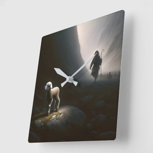 Hirte finden ein verlorenes Lamm Quadratische Wanduhr (Winkel)