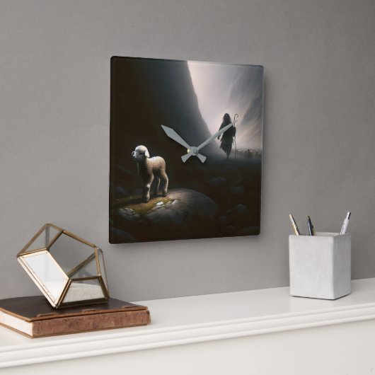 Hirte finden ein verlorenes Lamm Quadratische Wanduhr (Büro)