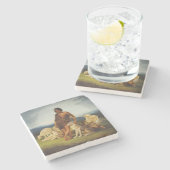 Hirte in einer ländlichen Landschaft Steinuntersetzer (Seitenansicht)