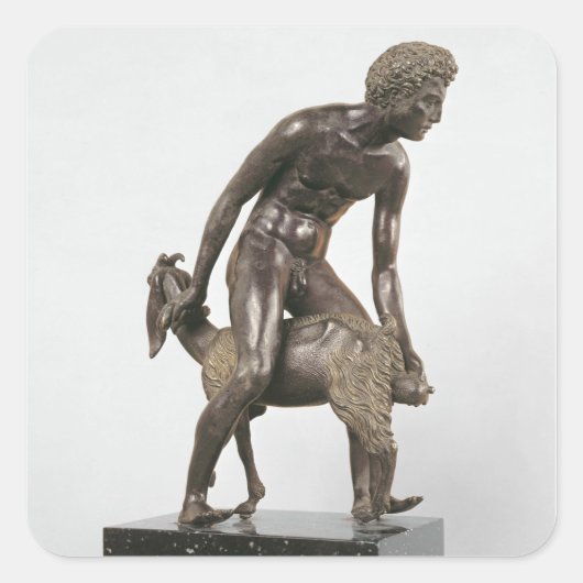 Hirte melken eine Ziege Quadratischer Aufkleber (Vorderseite)