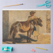Hirte mit braunem Pferd (Pferde) Seidenpapier (Basteln)