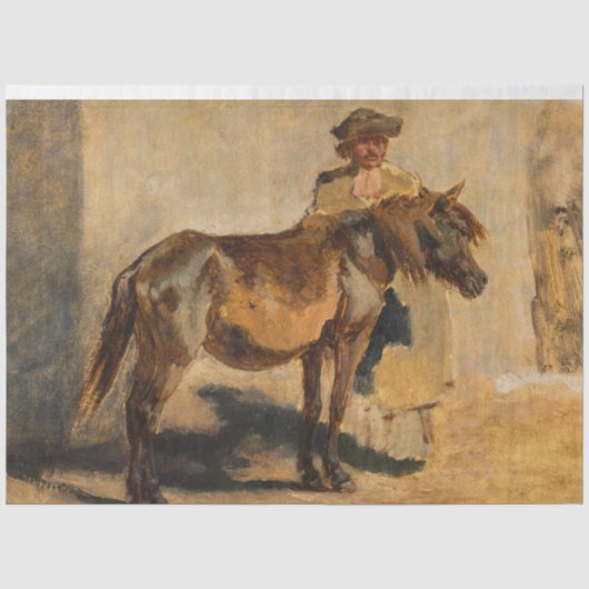 Hirte mit braunem Pferd (Pferde) Seidenpapier (Vorderseite)
