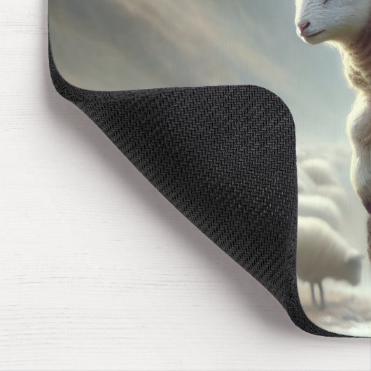 Hirte mit Lamm auf der Bergklippe Mousepad (Ecke)