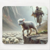 Hirte mit Lamm auf der Bergklippe Mousepad (Vorne)