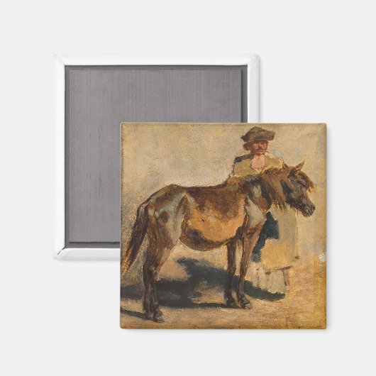 Hirte mit Pferd (Pferde) Magnet (Vorderseite/Rückseite)