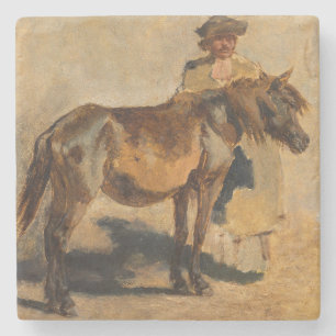 Hirte mit Pferd (Pferde) Steinuntersetzer