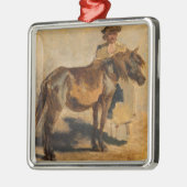 Hirte mit Pferd (Pferdeart) Ornament Aus Metall (Links)