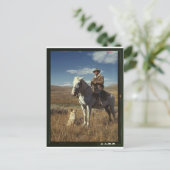 Hirte mit Pferd und Hund auf Gravelly Range Postkarte (Stehend Vorderseite)