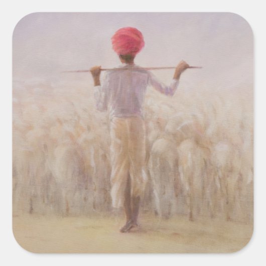 Hirte und Flock Quadratischer Aufkleber (Vorderseite)