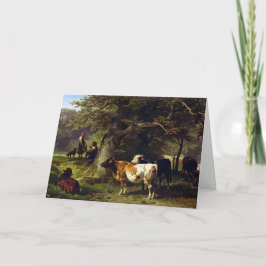 Hirte und Kuhherde am Teich Dankeskarte