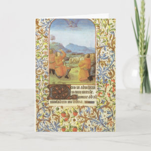 Hirten auf den Feldern nahe Bethlehem, mittelalter Feiertagskarte