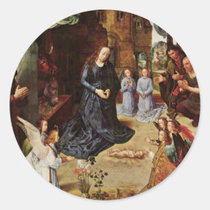 Hirten und Engel Adore Ihm Runder Aufkleber