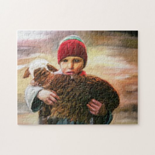 Hirtenjunge mit Lamm Pakistan. Puzzle (Horizontal)