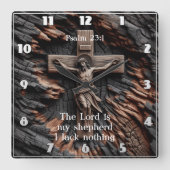 Hirtenlicht: Psalm 23:1 Quadratische Wanduhr (Vorderseite)