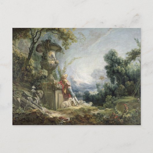 Hirtenszene oder junger Schäfer in einer Postkarte (Vorderseite)