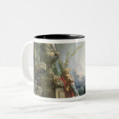 Hirtenszene oder junger Schäfer in einer Zweifarbige Tasse (Vorderseite Links)