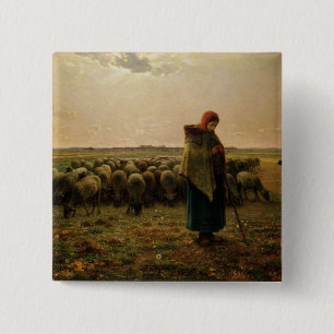 Hirtin mit ihrer Flock, 1863 Button