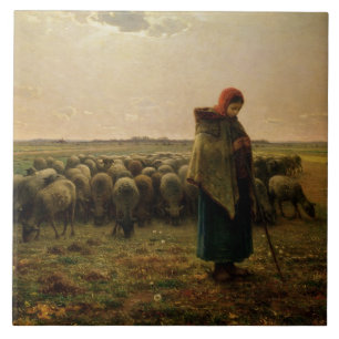 Hirtin mit ihrer Flock, 1863 Fliese