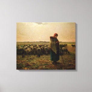 Hirtin mit ihrer Flock, 1863 Leinwanddruck