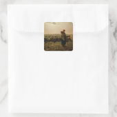 Hirtin mit ihrer Flock, 1863 Quadratischer Aufkleber (Tasche)