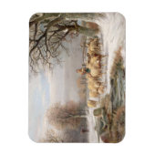 Hirtin mit ihrer Flock in einer Winterlandschaft ( Magnet (Vertikal)