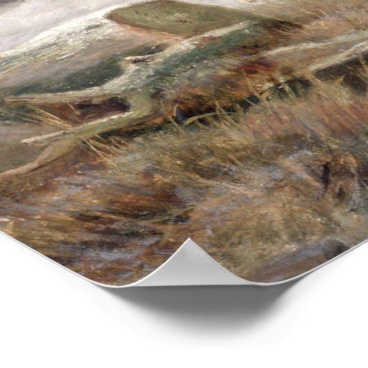 Hirtin mit ihrer Flock in einer Winterlandschaft ( Poster (Ecke)