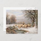 Hirtin mit ihrer Flock in einer Winterlandschaft ( Postkarte (Vorne/Hinten)