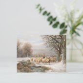 Hirtin mit ihrer Flock in einer Winterlandschaft ( Postkarte (Stehend Vorderseite)