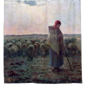 Hirtin mit ihrer Flock, Jean-Francois Millet Duschvorhang (Vorderseite)