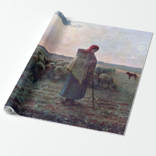 Hirtin mit ihrer Flock, Jean-Francois Millet Geschenkpapier