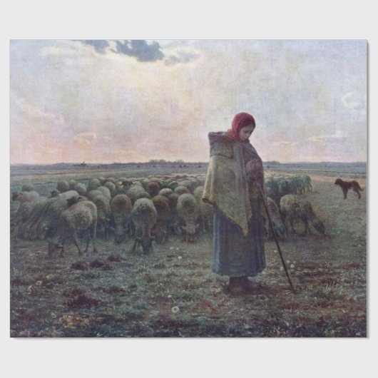 Hirtin mit ihrer Flock, Jean-Francois Millet Geschenkpapier (Flach)